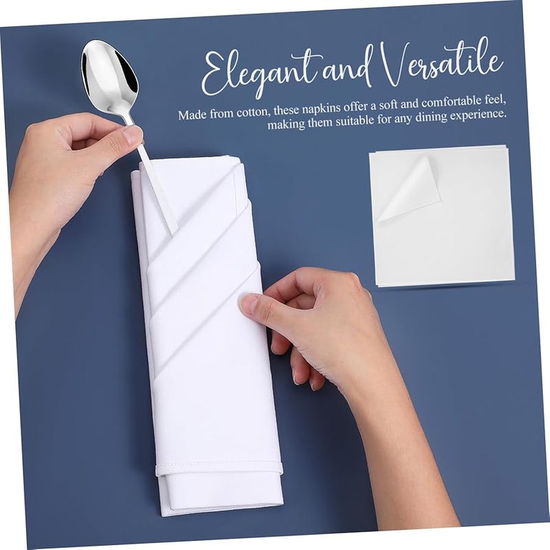 ياردوي 5 قطع مناديل عشاء قطنية بيضاء سميكة عالية الامتصاص لحفلات الزفاف - Image 3